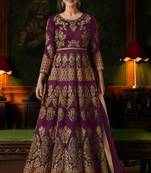 Purple Embroidered Georgette Anarkali Salwar Kameez Wtih Dupatta