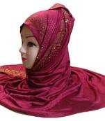 Maroon Diamond Stone Work Hosiery Cotton Islamic Hijab Scarf