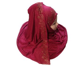 Maroon Diamond Stone Work Hosiery Cotton Islamic Hijab Scarf 3