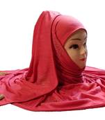 Peach Tassel And Beads Work Hosiery Cotton Islamic Hijab Scarf