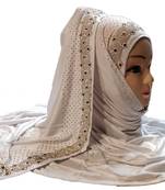 White Diamond Stone Work Hosiery Cotton Islamic Hijab Scarf