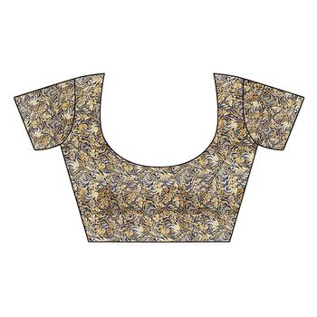 Mustard printed tussar silk saree with blouse 5