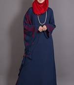 Navy Blue Poly Crepe Embroidered Party Islamic Abaya