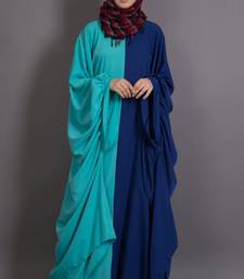 Blue Poly Crepe Plain Casual Islamic Abaya