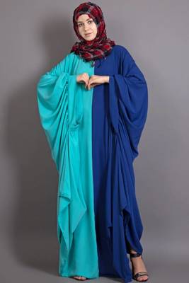 Blue Poly Crepe Plain Casual Islamic Abaya 5