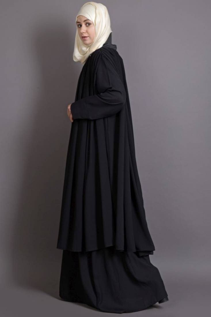 Black Georgette Embroidered Casual Islamic Abaya