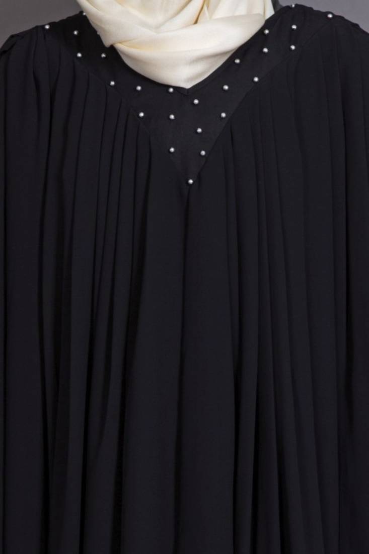 Black Georgette Embroidered Casual Islamic Abaya