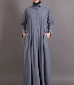Grey Cotton Plain Abaya for Women
