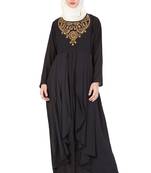 Black Poly Crepe Embroidered Casual Islamic Abaya