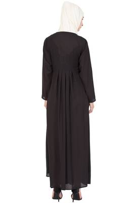 Black Poly Crepe Embroidered Casual Islamic Abaya 4