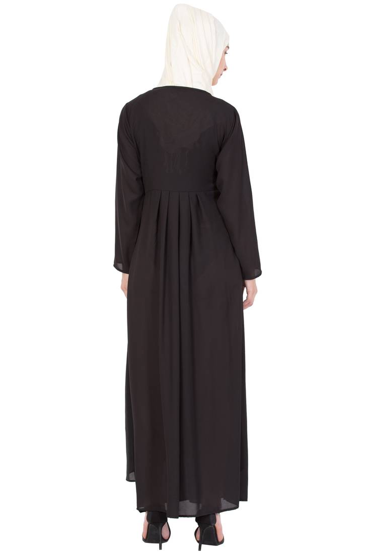 Black Poly Crepe Embroidered Casual Islamic Abaya