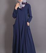 nazneen navy blue jersey plain abaya
