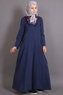 nazneen navy blue jersey plain abaya 3