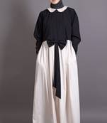 Black And Cream Cotton Embroidered Party Islamic Abaya