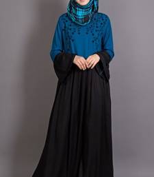 Black Viscose Embroidered Party Islamic Abaya