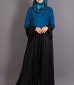 Black Viscose Embroidered Party Islamic Abaya