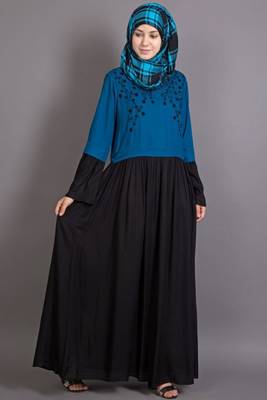 Black Viscose Embroidered Party Islamic Abaya 3