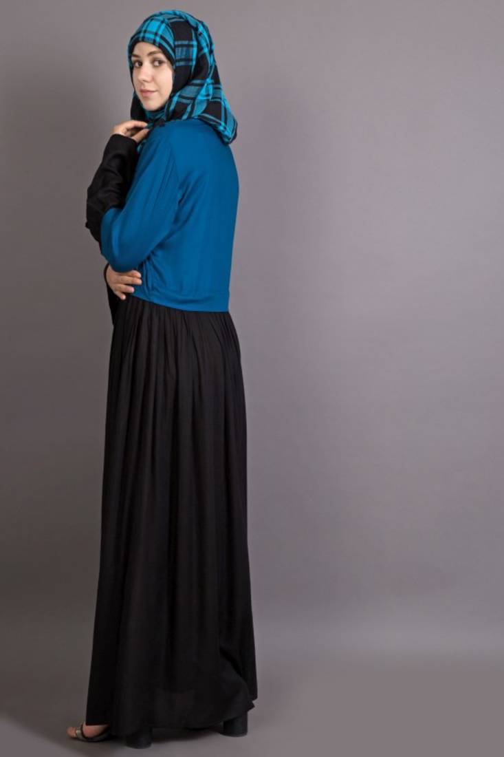 Black Viscose Embroidered Party Islamic Abaya