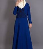 Blue Crepe Embroidered Party Islamic Abaya