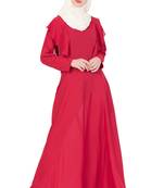 Red Poly Crepe Plain Casual Islamic Abaya