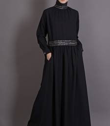 Black Poly Crepe Plain Casual Islamic Abaya