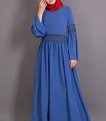 Blue Poly Crepe Plain Casual Islamic Abaya