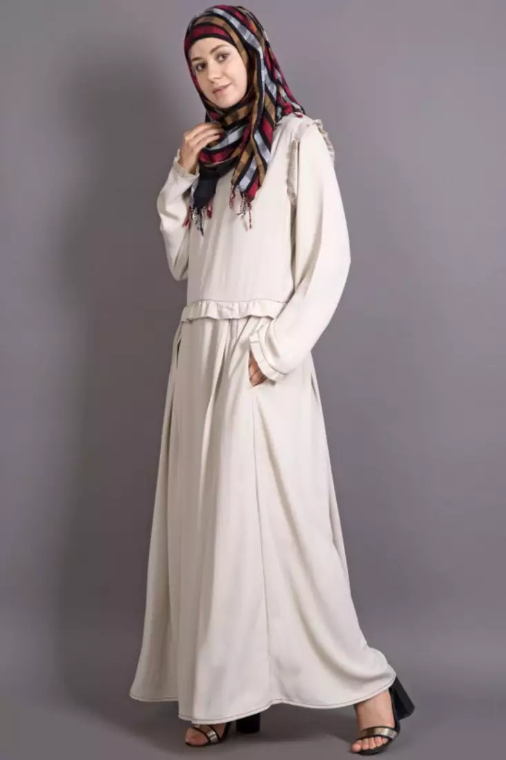 Ivory Heather Moss Plain Casual Islamic Abaya