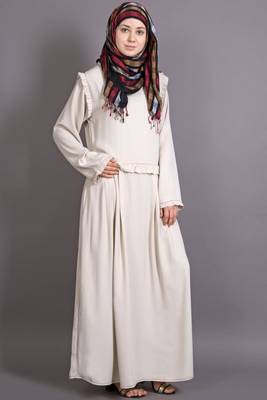 Ivory Heather Moss Plain Casual Islamic Abaya 2