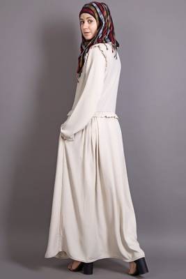 Ivory Heather Moss Plain Casual Islamic Abaya 3