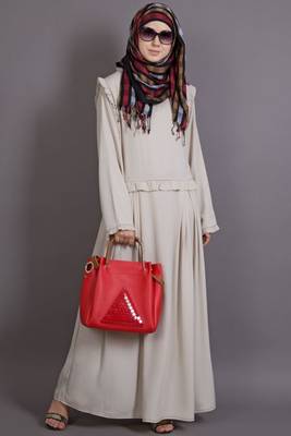 Ivory Heather Moss Plain Casual Islamic Abaya 5