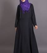 Black Poly Crepe Plain Casual Islamic Abaya