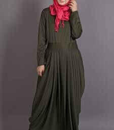 Olive Poly Crepe Plain Casual Islamic Abaya