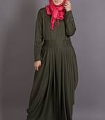 Olive Poly Crepe Plain Casual Islamic Abaya