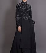 Black cotton satin plain EID Islamic abaya