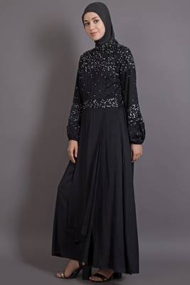 Black cotton satin plain EID Islamic abaya 2