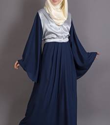 Navy Blue Poly Crepe Plain Casual Islamic Abaya