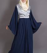 Navy Blue Poly Crepe Plain Casual Islamic Abaya