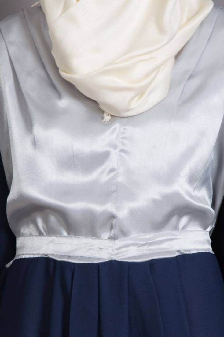 Navy Blue Poly Crepe Plain Casual Islamic Abaya