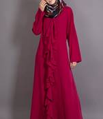 Wine Poly Crepe Plain Casual Islamic Abaya