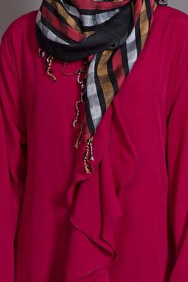 Wine Poly Crepe Plain Casual Islamic Abaya 5