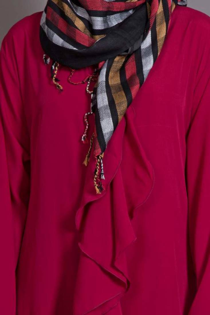 Wine Poly Crepe Plain Casual Islamic Abaya