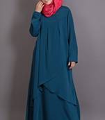Teal Poly Crepe Plain Casual Islamic Abaya