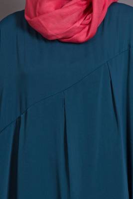 Teal Poly Crepe Plain Casual Islamic Abaya 5