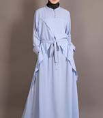 Sky Blue Poly Crepe Plain Casual Islamic Abaya
