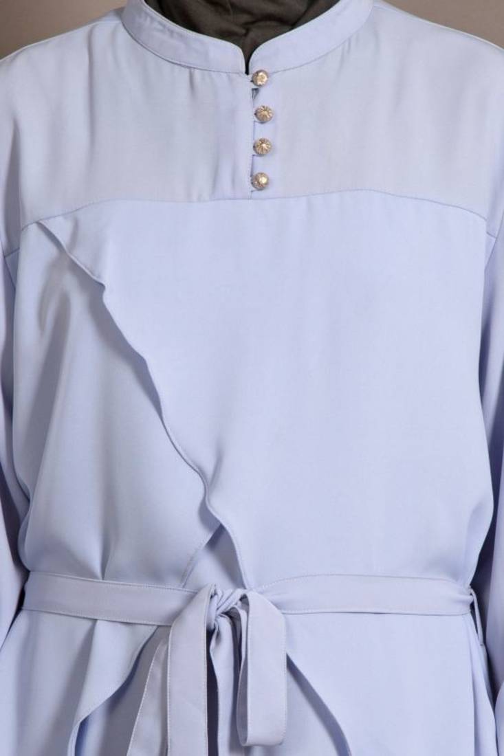 Sky Blue Poly Crepe Plain Casual Islamic Abaya