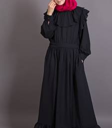 Black Poly Crepe Plain Casual Islamic Abaya