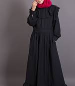Black Poly Crepe Plain Casual Islamic Abaya