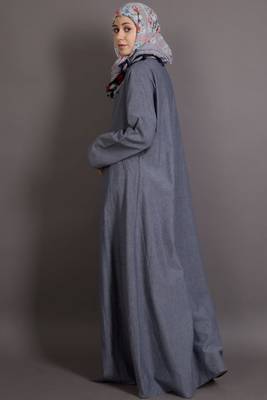 Grey Denim Plain Casual Islamic Abaya 4