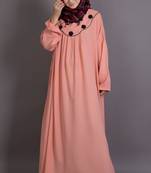 Peach Poly Crepe Plain Casual Islamic Abaya