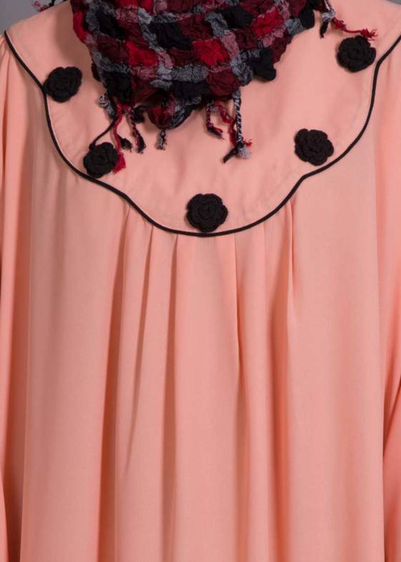 Peach Poly Crepe Plain Casual Islamic Abaya